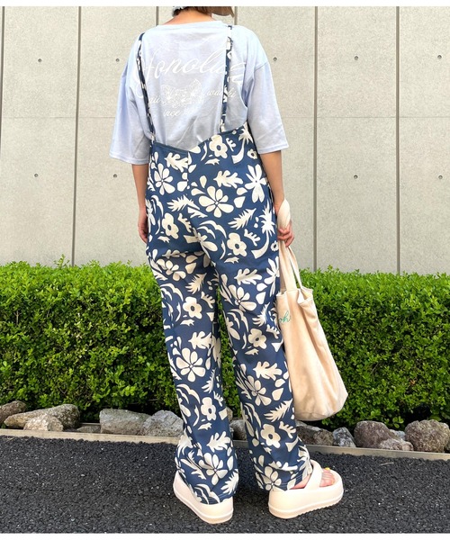 anap mimpi(アナップミンピ)の「アートフラワー柄 リネンタッチ オールインワン(つなぎ/オールインワン・レディース・カーキ/ネイビー・FREE)」の21枚目の写真