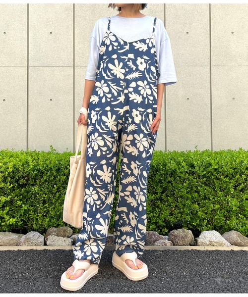 anap mimpi(アナップミンピ)の「アートフラワー柄 リネンタッチ オールインワン(つなぎ/オールインワン・レディース・カーキ/ネイビー・FREE)」の22枚目の写真