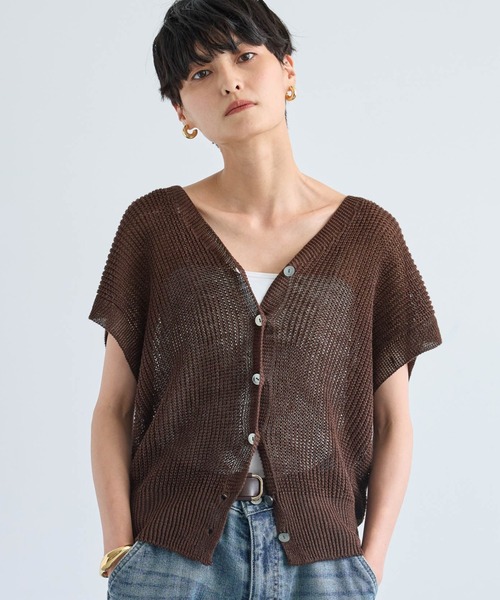 BARNYARDSTORM（バンヤードストーム）の「BARNYARDSTORM / リネンニットベスト / ハンドウォッシャブル（ニット/セーター・レディース・ブラウン/グリーン/ブラック・FREE）」の2枚目の写真