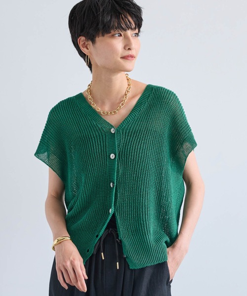 BARNYARDSTORM（バンヤードストーム）の「BARNYARDSTORM / リネンニットベスト / ハンドウォッシャブル（ニット/セーター・レディース・ブラウン/グリーン/ブラック・FREE）」の3枚目の写真