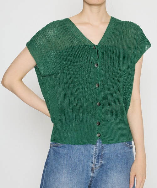 BARNYARDSTORM（バンヤードストーム）の「BARNYARDSTORM / リネンニットベスト / ハンドウォッシャブル（ニット/セーター・レディース・ブラウン/グリーン/ブラック・FREE）」の5枚目の写真