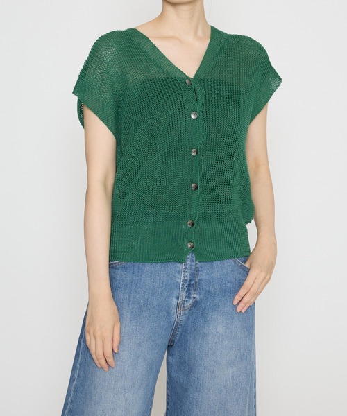 BARNYARDSTORM（バンヤードストーム）の「BARNYARDSTORM / リネンニットベスト / ハンドウォッシャブル（ニット/セーター・レディース・ブラウン/グリーン/ブラック・FREE）」の10枚目の写真