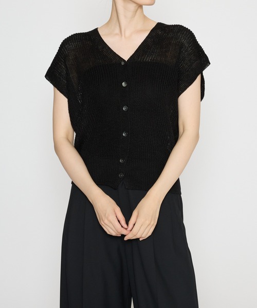 BARNYARDSTORM（バンヤードストーム）の「BARNYARDSTORM / リネンニットベスト / ハンドウォッシャブル（ニット/セーター・レディース・ブラウン/グリーン/ブラック・FREE）」の8枚目の写真