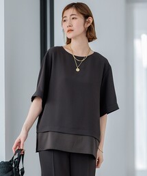 洗える】ストレッチジョーゼット アシンメトリー カットソー（Tシャツ