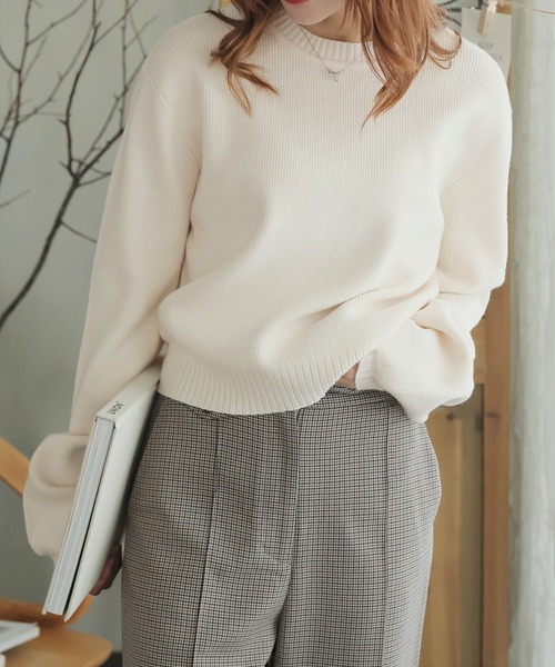 Girly Doll(ガーリードール)の「パフスリーブニット(ニット/セーター・レディース・アイボリー/ブルー/グレー/ピンク/グリーン/イエロー・M/L)」の22枚目の写真