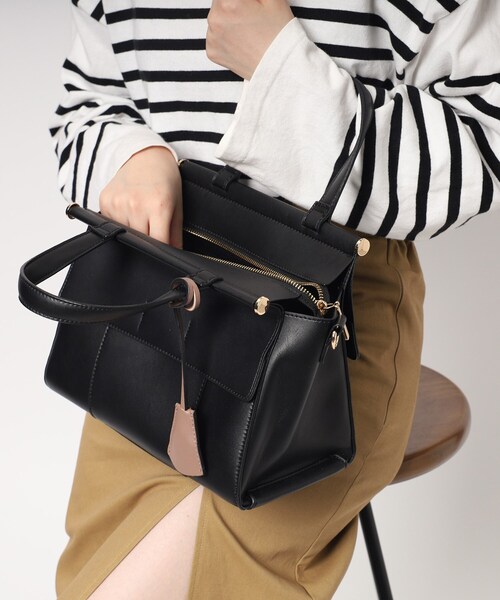 ESPERANZA（エスペランサ）の「★＼ガバッと開く／ダブルフラップ2WAYハンドバッグ（ハンドバッグ・レディース・アイボリー/ブラック/ダークブラウン・FREE）」の21枚目の写真