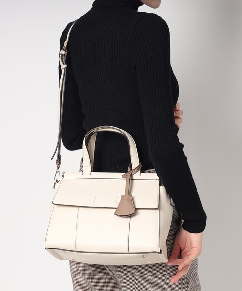 ESPERANZA（エスペランサ）の「★＼ガバッと開く／ダブルフラップ2WAYハンドバッグ（ハンドバッグ・レディース・アイボリー/ブラック/ダークブラウン・FREE）」の2枚目の写真