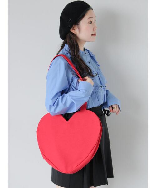 ehka sopo（エヘカソポ）の「キャンバスハート型バッグ（ハンドバッグ・レディース・ブラック/レッド/キナリ・F）」の10枚目の写真