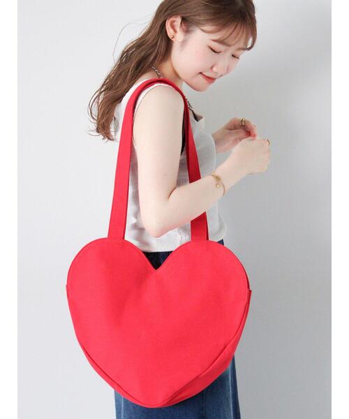 ehka sopo（エヘカソポ）の「キャンバスハート型バッグ（ハンドバッグ・レディース・ブラック/レッド/キナリ・F）」の8枚目の写真