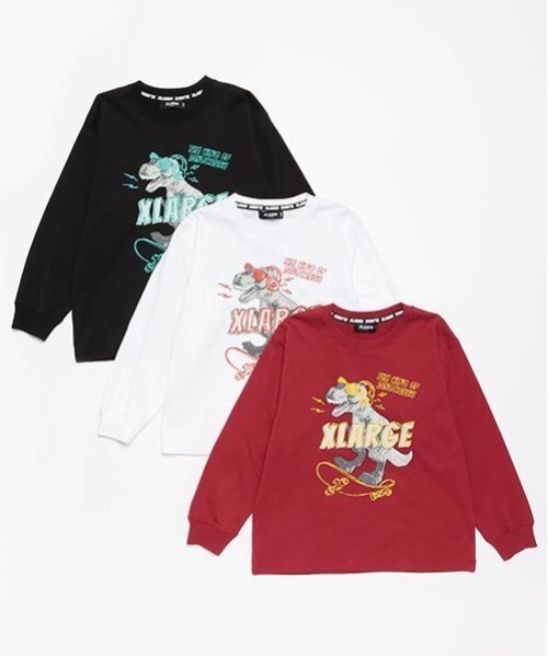 XLARGE KIDS（エクストララージキッズ）の「スケボー恐竜長袖Tシャツ（Tシャツ/カットソー・キッズ・ホワイト/ブラック/エンジ・120cm/130cm/140cm/80ｃｍ/90cm/110cm/100cm）」の9枚目の写真