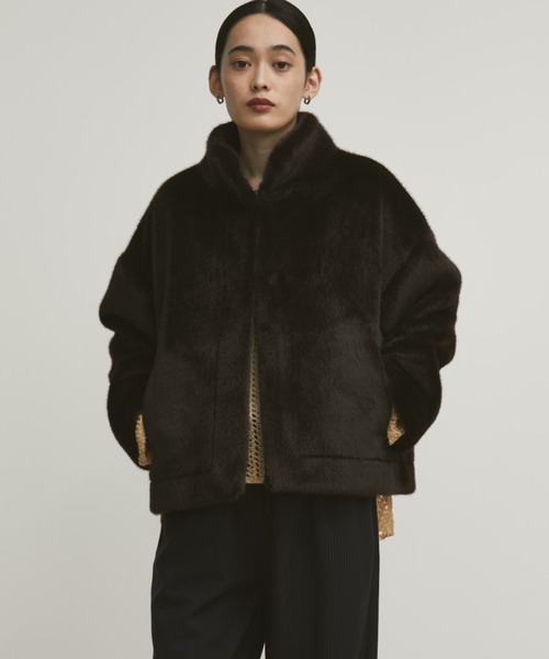 MERLOT（メルロー）の「ファーショートブルゾン（ブルゾン・レディース・ブラウン/ピンク・FREE）」の4枚目の写真