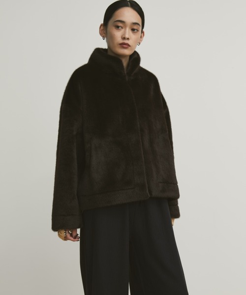 MERLOT（メルロー）の「ファーショートブルゾン（ブルゾン・レディース・ブラウン/ピンク・FREE）」の7枚目の写真