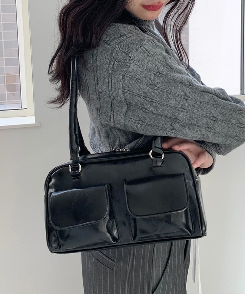Teem Store（チームストア）の「スクエア ボストンリボンミニバッグ（ボストンバッグ・レディース・ブラック/ブラック系その他・F）」の5枚目の写真