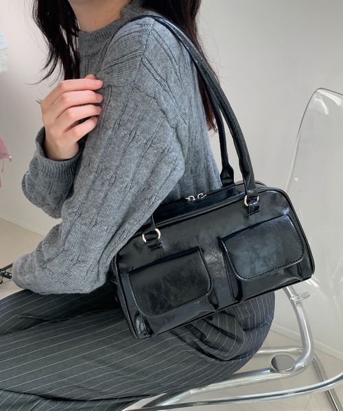 Teem Store（チームストア）の「スクエア ボストンリボンミニバッグ（ボストンバッグ・レディース・ブラック/ブラック系その他・F）」の7枚目の写真