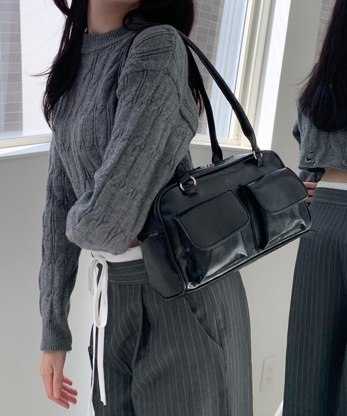 Teem Store（チームストア）の「スクエア ボストンリボンミニバッグ（ボストンバッグ・レディース・ブラック/ブラック系その他・F）」の8枚目の写真
