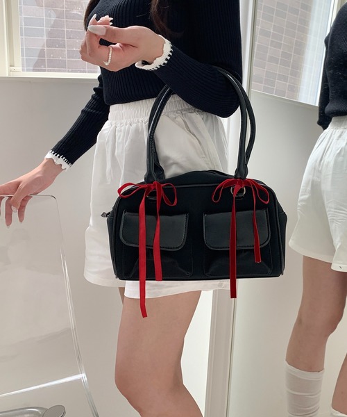 Teem Store（チームストア）の「スクエア ボストンリボンミニバッグ（ボストンバッグ・レディース・ブラック/ブラック系その他・F）」の11枚目の写真