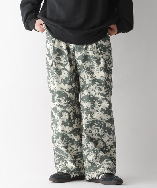 セール】カモフラージュ柄ミリタリーカーゴ/パラシュートパンツ