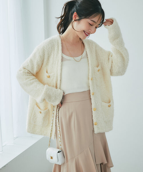 la boutique bonbon♡ フラッグヤーンVネックカーディガン パル PAL 【La boutique BonBon】フラッグヤーンVネック