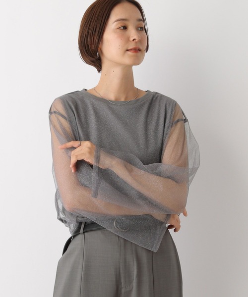 LEPSIM(レプシィム)の「チュール長袖レイヤード 145709(Tシャツ/カットソー・レディース・チャコールグレー/ブラック/ブラウン・FREE)」の2枚目の写真