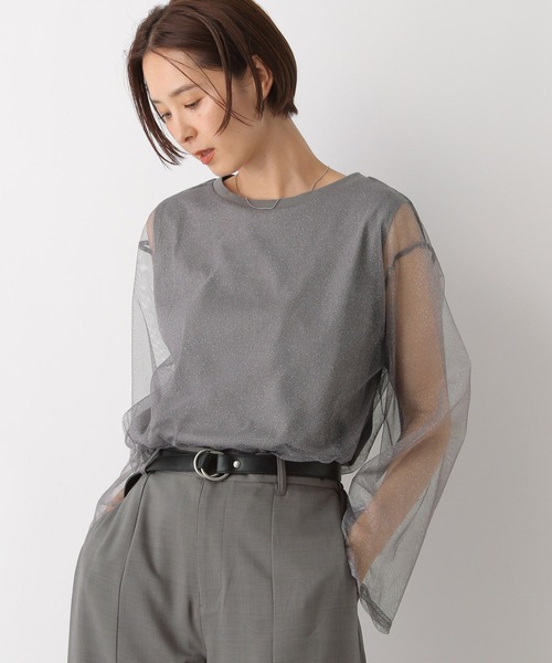 LEPSIM(レプシィム)の「チュール長袖レイヤード 145709(Tシャツ/カットソー・レディース・チャコールグレー/ブラック/ブラウン・FREE)」の5枚目の写真