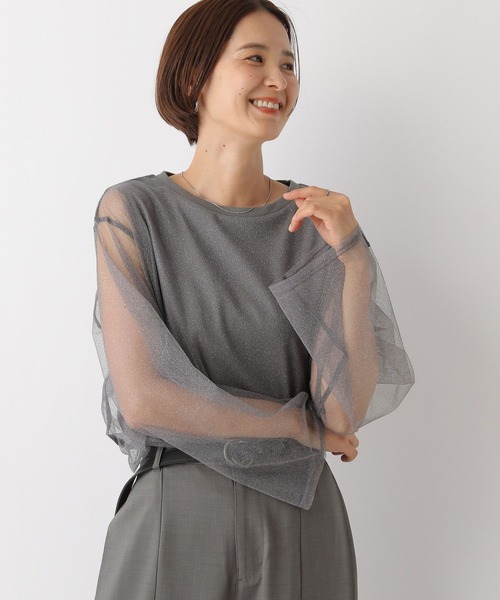 LEPSIM(レプシィム)の「チュール長袖レイヤード 145709(Tシャツ/カットソー・レディース・チャコールグレー/ブラック/ブラウン・FREE)」の7枚目の写真