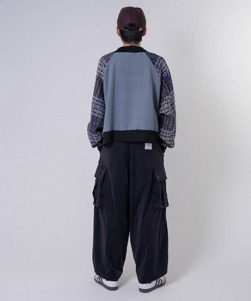 EFFECTEN（エフェクテン）の「msw1548-Tweed Check Switching Brushed Sweat ラグランスウェット（スウェット・メンズ・グレー系その他/ブラック×グレー・FREE）」の10枚目の写真