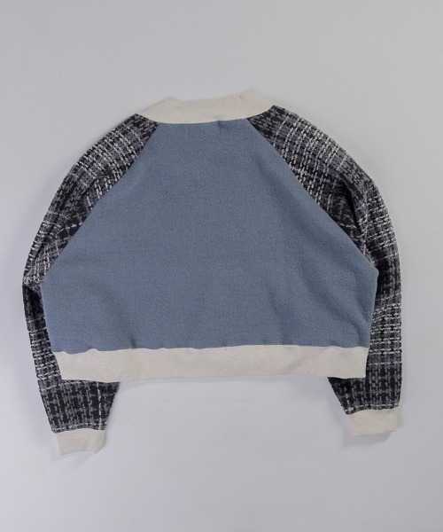 EFFECTEN（エフェクテン）の「msw1548-Tweed Check Switching Brushed Sweat ラグランスウェット（スウェット・メンズ・グレー系その他/ブラック×グレー・FREE）」の16枚目の写真