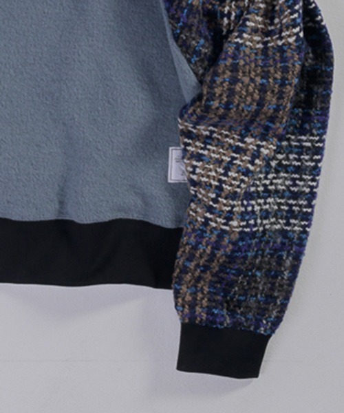 EFFECTEN（エフェクテン）の「msw1548-Tweed Check Switching Brushed Sweat ラグランスウェット（スウェット・メンズ・グレー系その他/ブラック×グレー・FREE）」の19枚目の写真