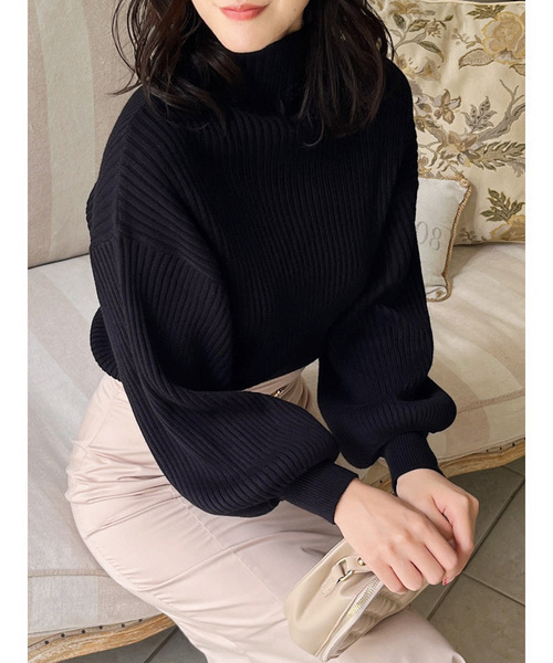 MIIA（ミーア）の「ボリュームスリーブニット（ニット/セーター・レディース・グレー/モカ/マルチ/オフホワイト/ブラック・FREE）」の3枚目の写真