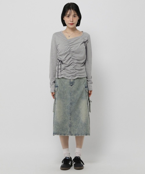 3.3 Field Trip (3.3フィールドトリップ)の「3.3 Field Trip/シャーリングリボン長袖T(Tシャツ/カットソー・レディース・グレー/ホワイト/ブラック・FREE)」の19枚目の写真