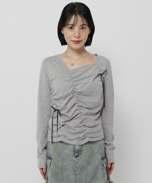 3.3 Field Trip (3.3フィールドトリップ)の「3.3 Field Trip/シャーリングリボン長袖T(Tシャツ/カットソー・レディース・グレー/ホワイト/ブラック・FREE)」の20枚目の写真