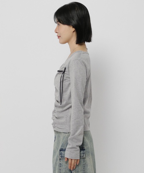 3.3 Field Trip (3.3フィールドトリップ)の「3.3 Field Trip/シャーリングリボン長袖T(Tシャツ/カットソー・レディース・グレー/ホワイト/ブラック・FREE)」の21枚目の写真