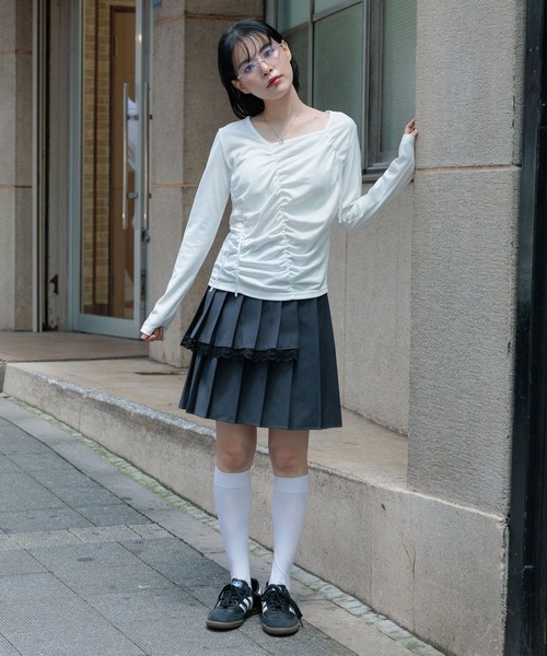 3.3 Field Trip (3.3フィールドトリップ)の「3.3 Field Trip/シャーリングリボン長袖T(Tシャツ/カットソー・レディース・グレー/ホワイト/ブラック・FREE)」の4枚目の写真