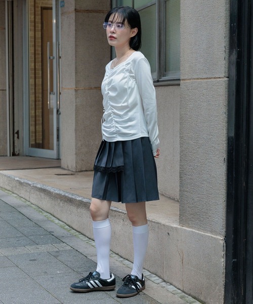 3.3 Field Trip (3.3フィールドトリップ)の「3.3 Field Trip/シャーリングリボン長袖T(Tシャツ/カットソー・レディース・グレー/ホワイト/ブラック・FREE)」の5枚目の写真