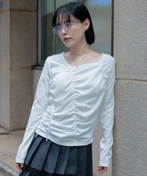 3.3 Field Trip (3.3フィールドトリップ)の「3.3 Field Trip/シャーリングリボン長袖T(Tシャツ/カットソー・レディース・グレー/ホワイト/ブラック・FREE)」の6枚目の写真