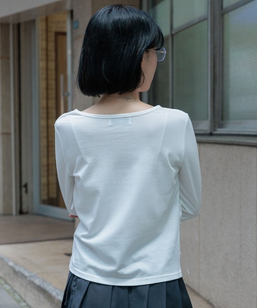 3.3 Field Trip (3.3フィールドトリップ)の「3.3 Field Trip/シャーリングリボン長袖T(Tシャツ/カットソー・レディース・グレー/ホワイト/ブラック・FREE)」の9枚目の写真