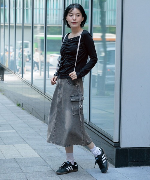 3.3 Field Trip (3.3フィールドトリップ)の「3.3 Field Trip/シャーリングリボン長袖T(Tシャツ/カットソー・レディース・グレー/ホワイト/ブラック・FREE)」の10枚目の写真