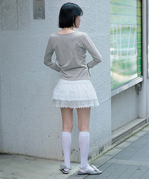 3.3 Field Trip (3.3フィールドトリップ)の「3.3 Field Trip/シャーリングリボン長袖T(Tシャツ/カットソー・レディース・グレー/ホワイト/ブラック・FREE)」の15枚目の写真