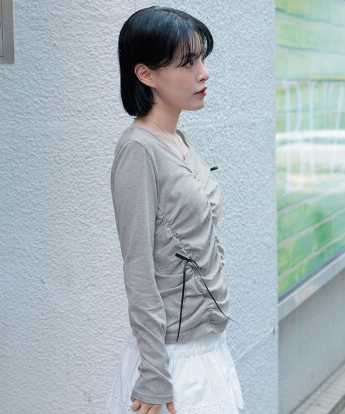 3.3 Field Trip (3.3フィールドトリップ)の「3.3 Field Trip/シャーリングリボン長袖T(Tシャツ/カットソー・レディース・グレー/ホワイト/ブラック・FREE)」の17枚目の写真