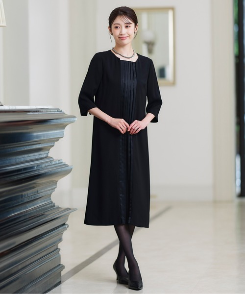 セール】【喪服・礼服】防しわロングコートジャケットワンピース