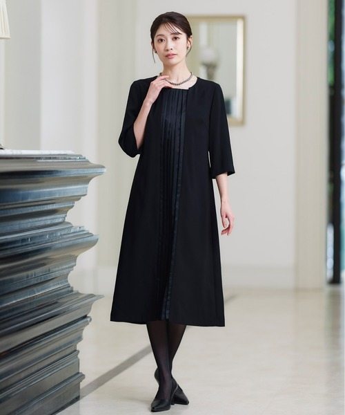 喪服・礼服】防しわロングコートジャケットワンピースストレッチ