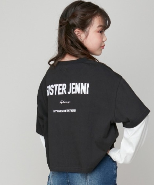 SISTER JENNI（SISTER JENNI）の「【コットン100％】ラインそでレイヤード風ロンT（Tシャツ/カットソー・キッズ・ラベンダー/オフホワイト/ブラック・160cm/150cm/130cm/140cm）」の2枚目の写真