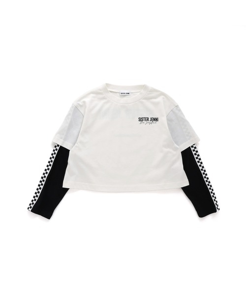 SISTER JENNI（SISTER JENNI）の「【コットン100％】ラインそでレイヤード風ロンT（Tシャツ/カットソー・キッズ・ラベンダー/オフホワイト/ブラック・160cm/150cm/130cm/140cm）」の10枚目の写真