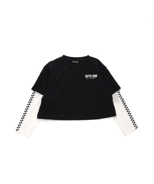 SISTER JENNI（SISTER JENNI）の「【コットン100％】ラインそでレイヤード風ロンT（Tシャツ/カットソー・キッズ・ラベンダー/オフホワイト/ブラック・160cm/150cm/130cm/140cm）」の12枚目の写真