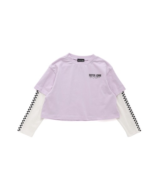 SISTER JENNI（SISTER JENNI）の「【コットン100％】ラインそでレイヤード風ロンT（Tシャツ/カットソー・キッズ・ラベンダー/オフホワイト/ブラック・160cm/150cm/130cm/140cm）」の14枚目の写真