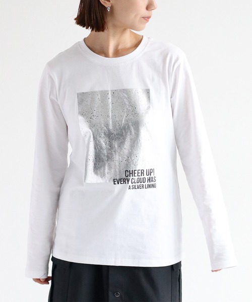 cepo(セポ)の「ハクプリントロングスリーブTee(Tシャツ/カットソー・レディース・ブラック/グレー/オフホワイト・M)」の2枚目の写真