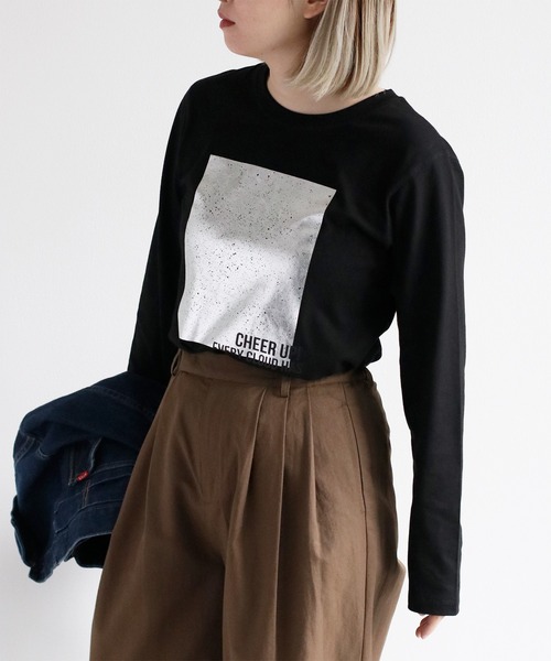 cepo(セポ)の「ハクプリントロングスリーブTee(Tシャツ/カットソー・レディース・ブラック/グレー/オフホワイト・M)」の5枚目の写真