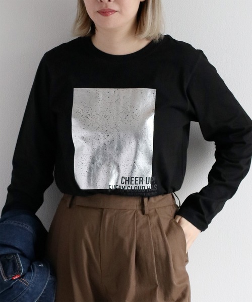 cepo(セポ)の「ハクプリントロングスリーブTee(Tシャツ/カットソー・レディース・ブラック/グレー/オフホワイト・M)」の4枚目の写真