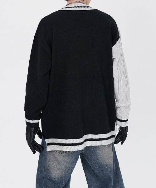 セール】Bicolor stich School Knit / バイカラースクール