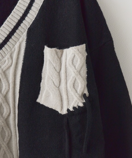 セール】Bicolor stich School Knit / バイカラースクール